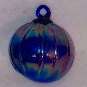 Handmade blown iridescent carnival Glass Christmas ornament